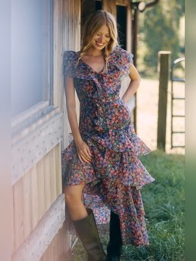 En Saison x Anthropologie Floral Ruffle Tiered Maxi Dress - Size L